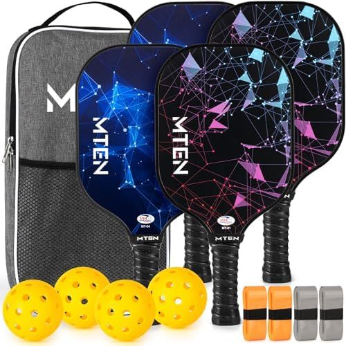 Mixed black and blue constellation MTEN pickleball paddle set