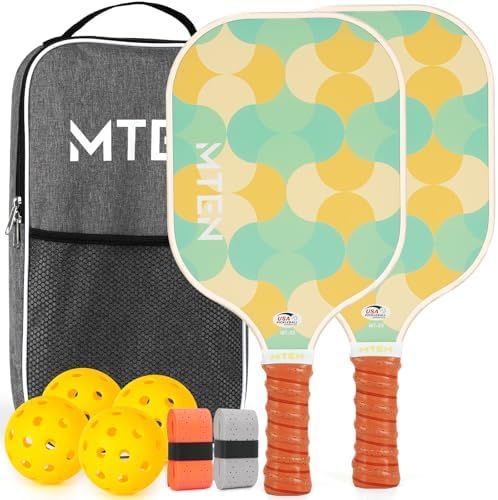 Lemon and mint circles MTEN beginner pickleball paddle set