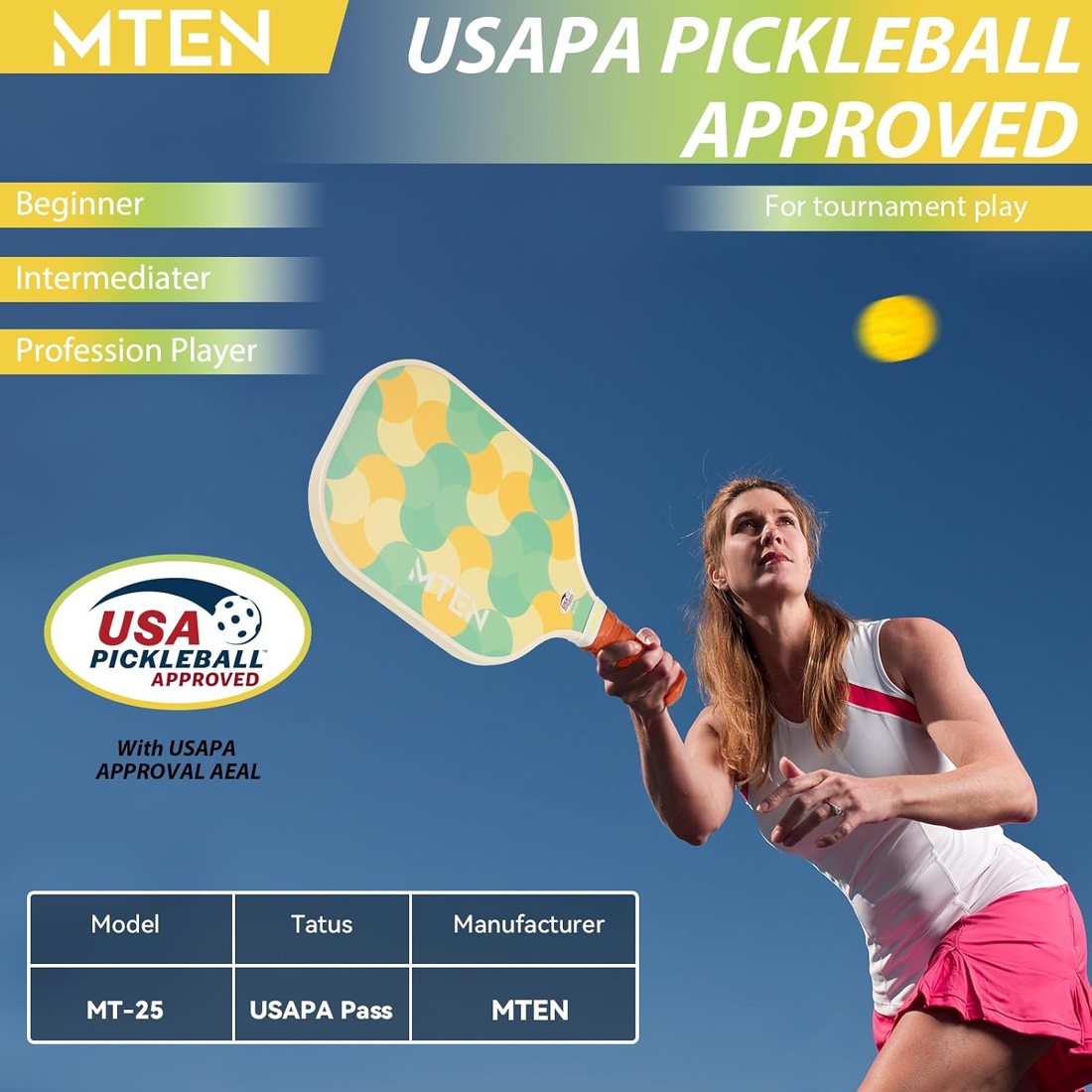 Lemon and mint circles MTEN beginner pickleball paddle set view 2