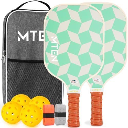 Mint checker aesthetic MTEN pickleball paddles with orange handles