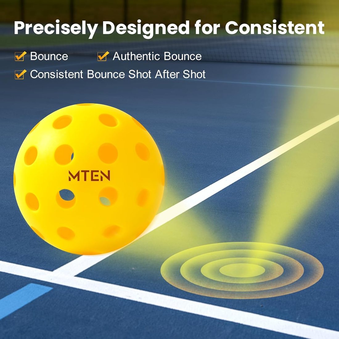 MTEN yellow outdoor pickleballs 12 pack with 40 holes view 4