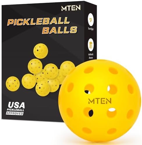 MTEN yellow outdoor pickleballs 12 pack with 40 holes