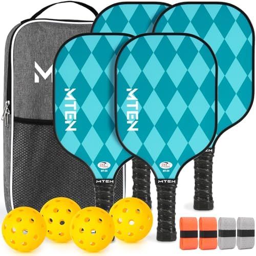 Teal harlequin diamond MTEN pickleball paddle set