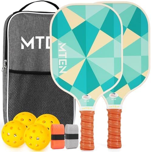 Teal prism triangle MTEN pickleball paddles with orange grips