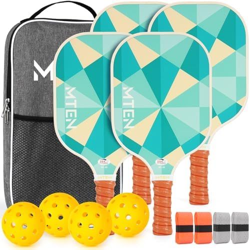 Teal prism triangle MTEN pickleball paddles with orange grips